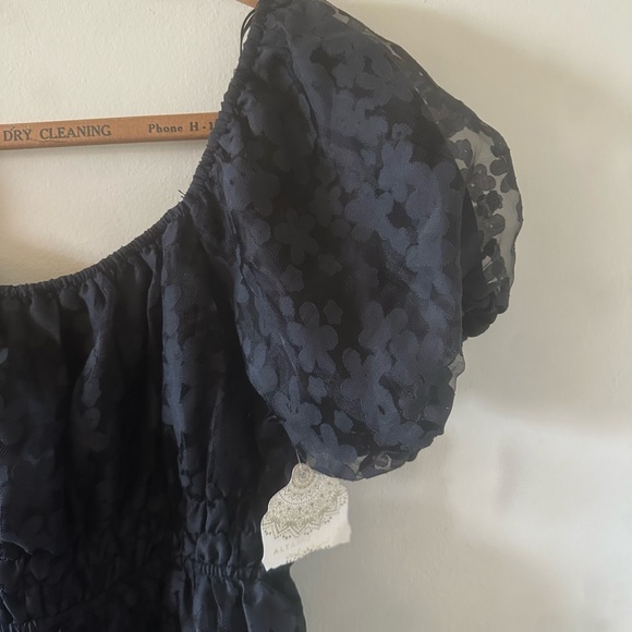 NWT Altar’d State Black dress floral formal cute sundress puff sleeves - Picture 3 of 5